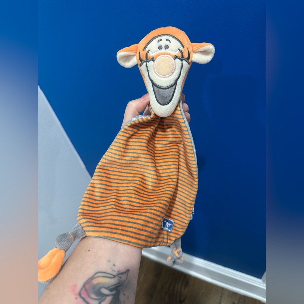 Orange Striped Tigger Lovey security Blanket